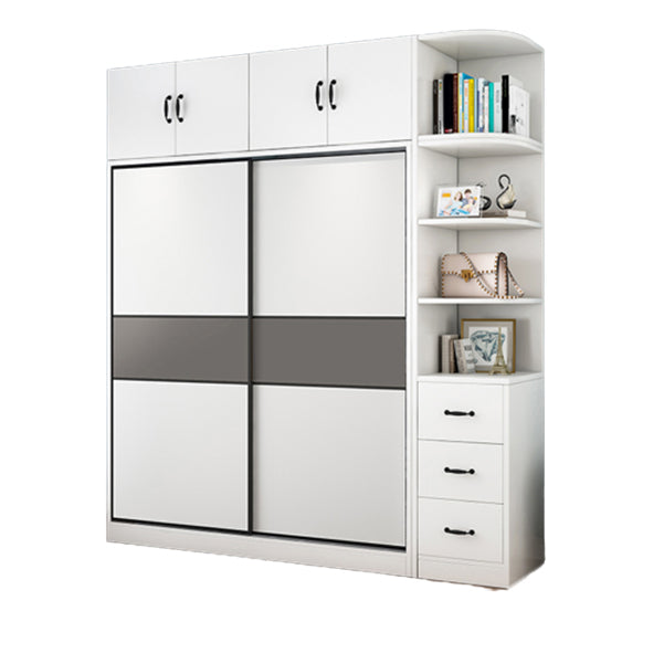 Modern Closet with Shelves Wooden High Gloss Coat Locker in White