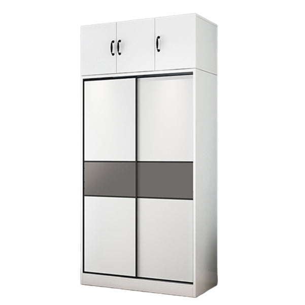 Modern Closet with Shelves Wooden High Gloss Coat Locker in White