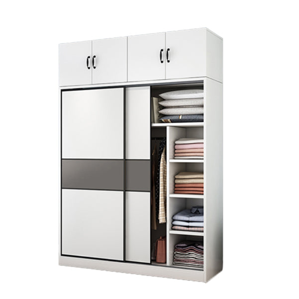 Modern Closet with Shelves Wooden High Gloss Coat Locker in White