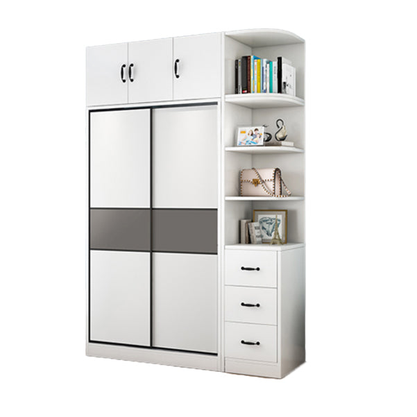 Modern Closet with Shelves Wooden High Gloss Coat Locker in White