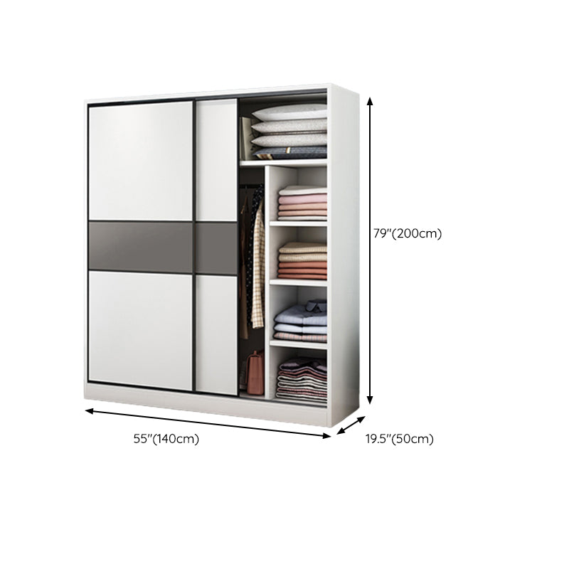 Modern Closet with Shelves Wooden High Gloss Coat Locker in White