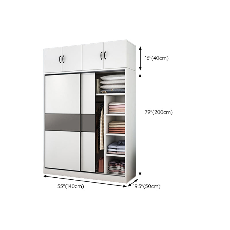 Modern Closet with Shelves Wooden High Gloss Coat Locker in White