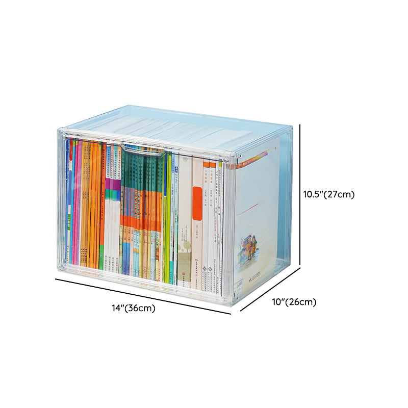 Contemporary Plastic Book Shelf Tabletop Standard Kids Bookcase in Transparent