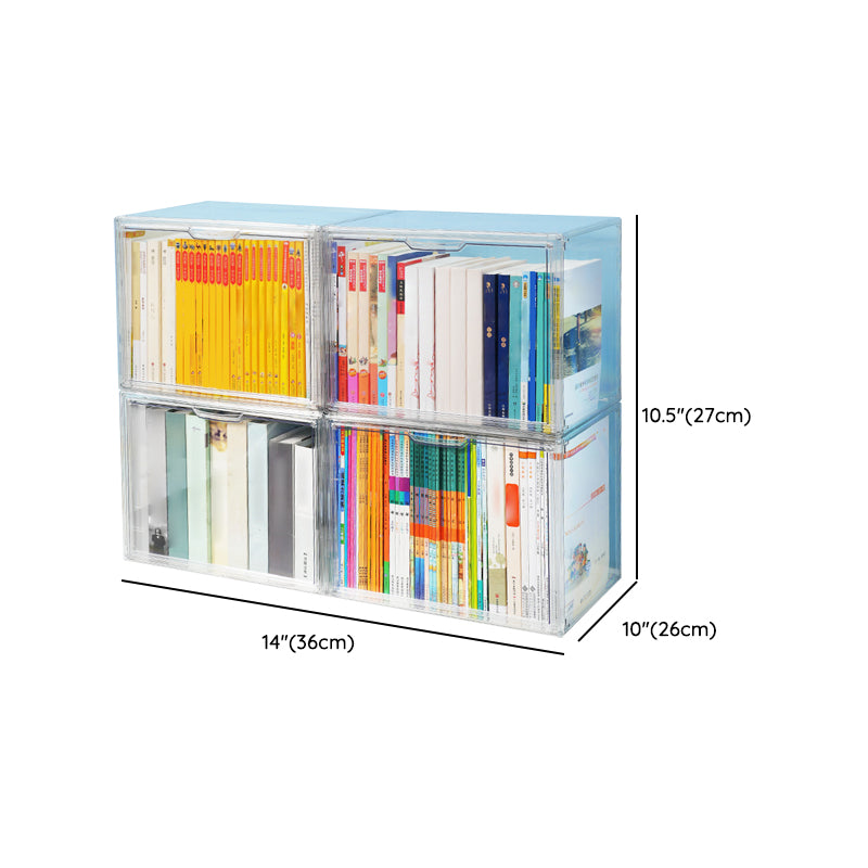 Contemporary Plastic Book Shelf Tabletop Standard Kids Bookcase in Transparent