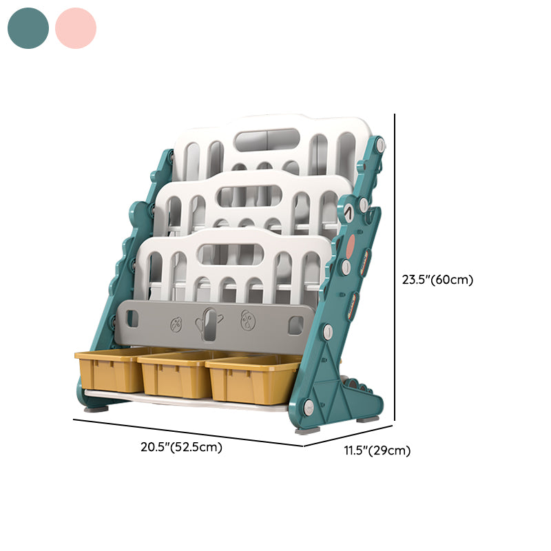 Contemporary Open Back Book Display Plastic Bookshelf with Storage Space