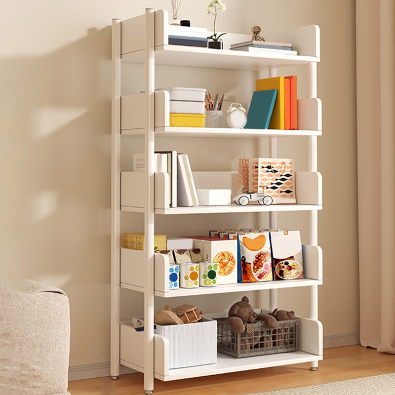 Freestanding Iron Frame Book Organizer White and Light Wood Bookcase