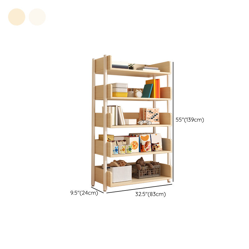 Freestanding Iron Frame Book Organizer White and Light Wood Bookcase