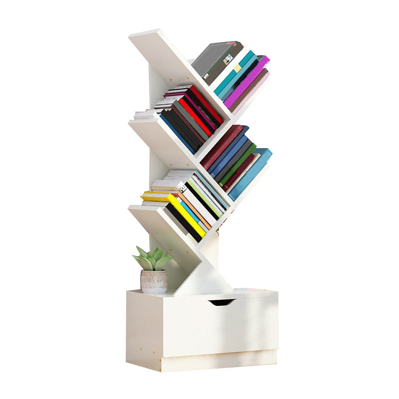 Contemporary Open Back Bookshelf Freestanding Standard Bookcase with Tree Theme