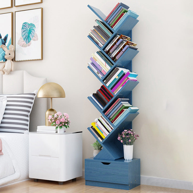 Contemporary Open Back Bookshelf Freestanding Standard Bookcase with Tree Theme