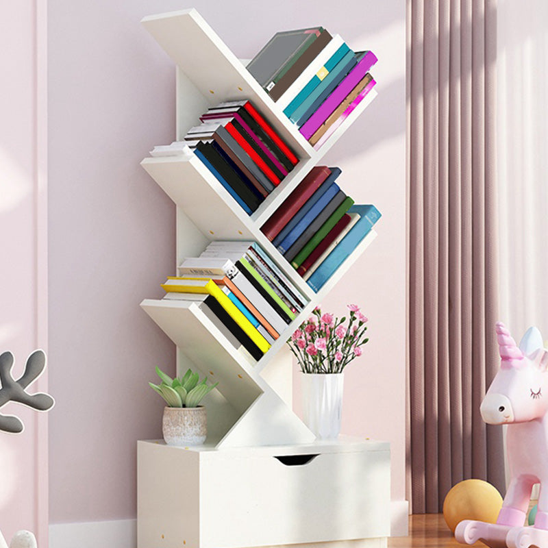 Contemporary Open Back Bookshelf Freestanding Standard Bookcase with Tree Theme