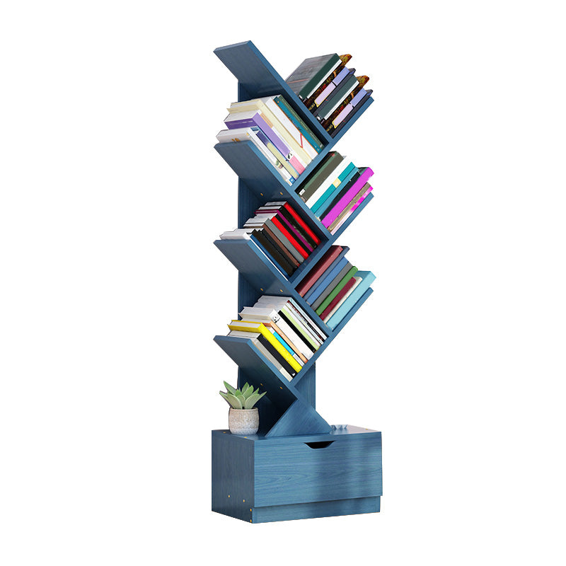 Contemporary Open Back Bookshelf Freestanding Standard Bookcase with Tree Theme