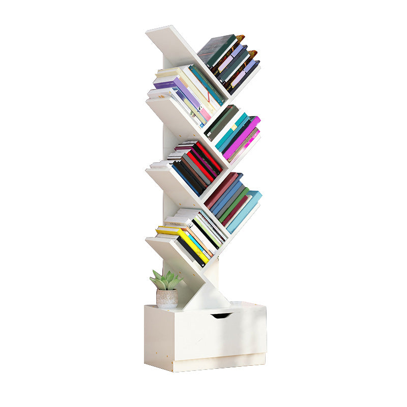 Contemporary Open Back Bookshelf Freestanding Standard Bookcase with Tree Theme