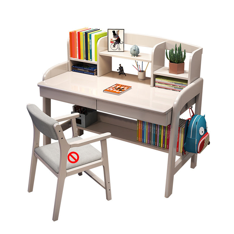 Solid Wood 23.6"W Kids Desk Writing Desk with Drawers and Chair Set Bedroom