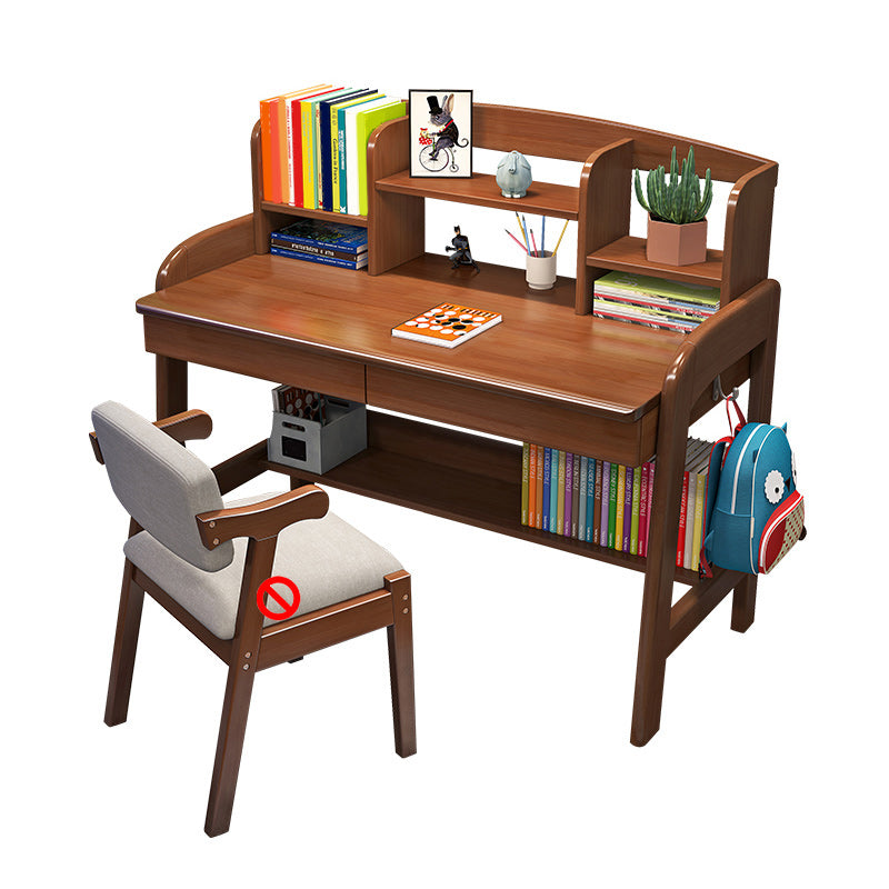 Solid Wood 23.6"W Kids Desk Writing Desk with Drawers and Chair Set Bedroom