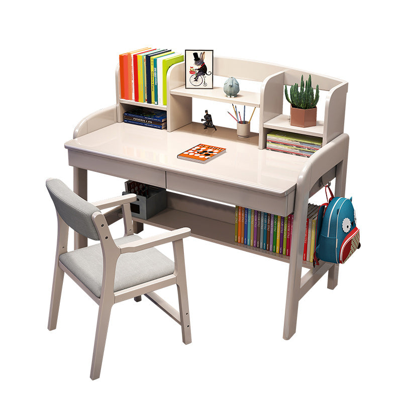 Solid Wood 23.6"W Kids Desk Writing Desk with Drawers and Chair Set Bedroom