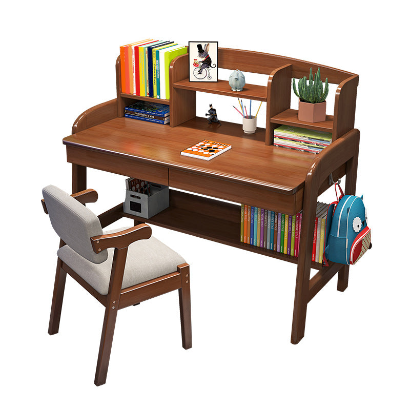 Solid Wood 23.6"W Kids Desk Writing Desk with Drawers and Chair Set Bedroom