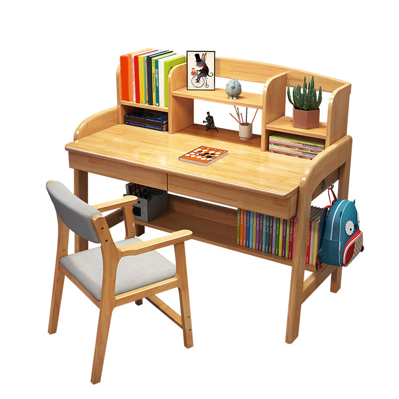 Solid Wood 23.6"W Kids Desk Writing Desk with Drawers and Chair Set Bedroom