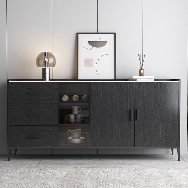 Contemporary Side Board Stone Sideboard Cabinet with Lights for Dining Room