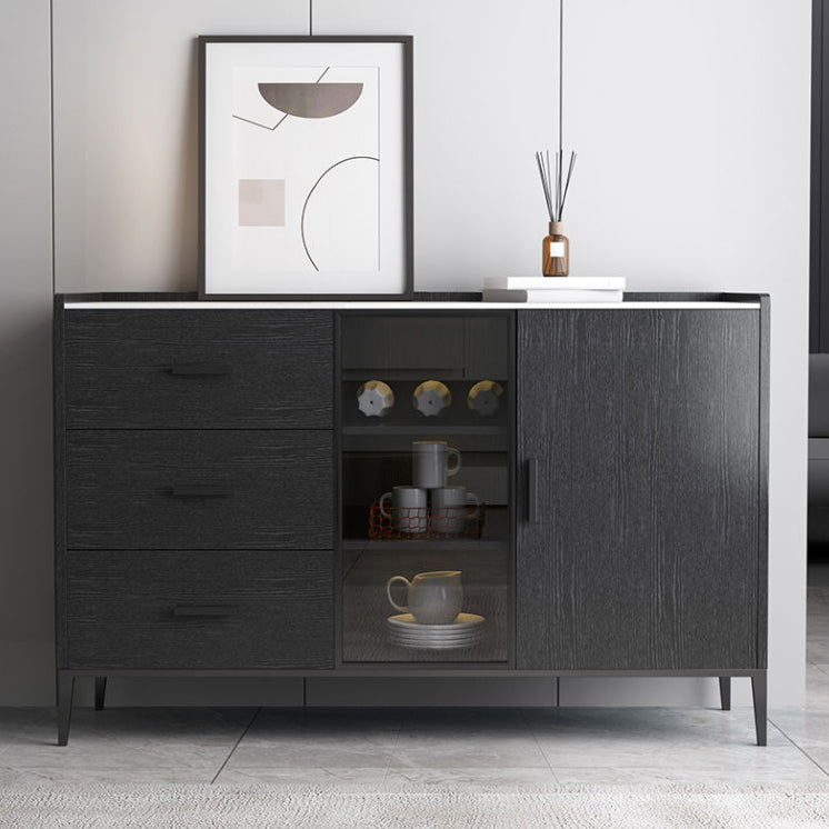 Contemporary Side Board Stone Sideboard Cabinet with Lights for Dining Room