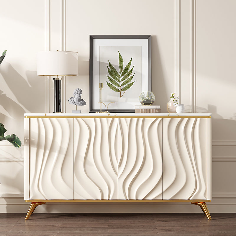 Glam Side Board Stone Sideboard Cabinet with Doors for Kitchen