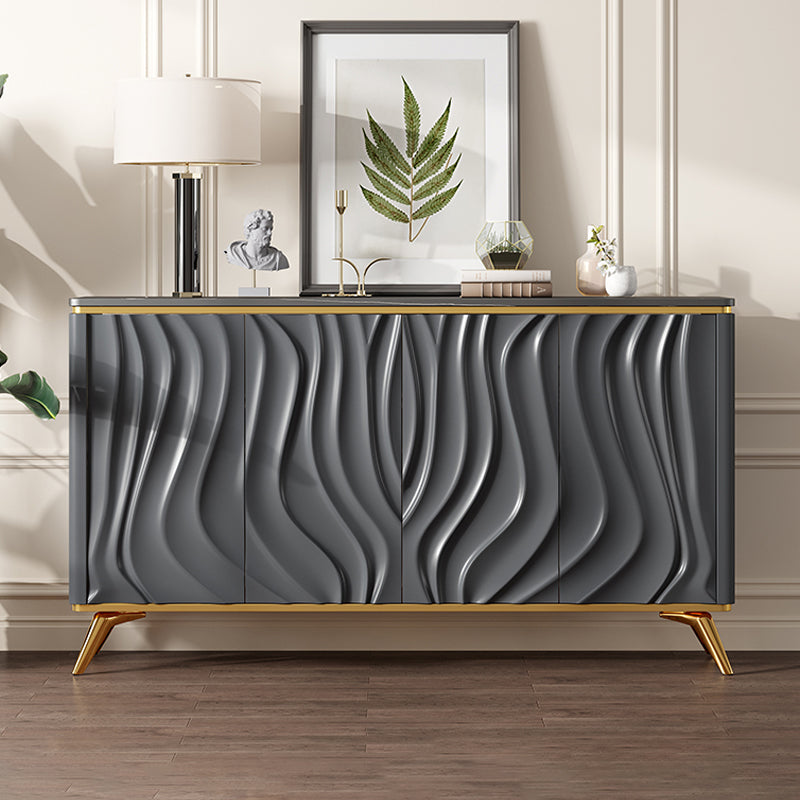 Glam Side Board Stone Sideboard Cabinet with Doors for Kitchen