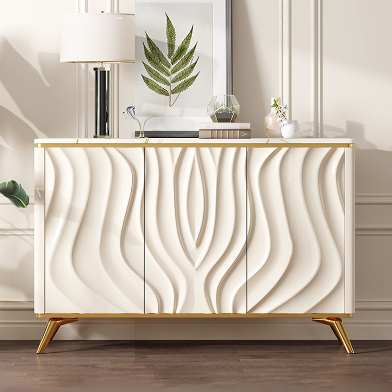 Glam Side Board Stone Sideboard Cabinet with Doors for Kitchen