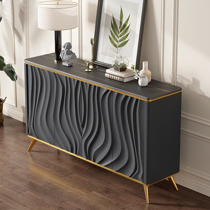 Glam Side Board Stone Sideboard Cabinet with Doors for Kitchen