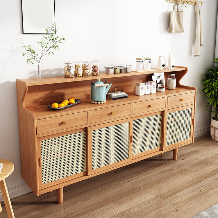 Modern Buffet Table Pine Sideboard Table with Doors for Dining Room