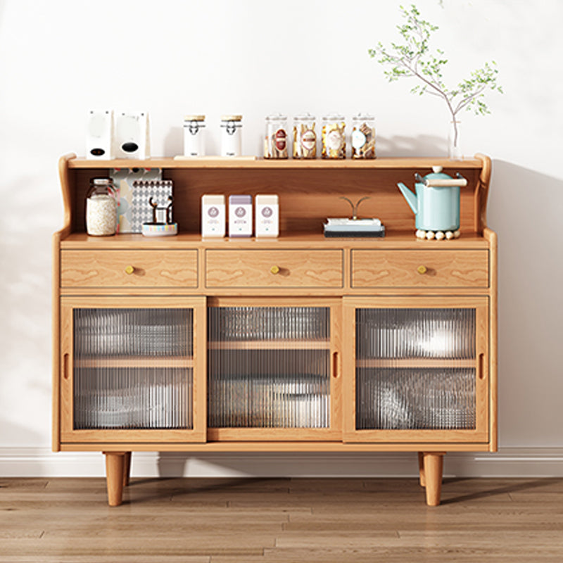 Modern Buffet Table Pine Sideboard Table with Doors for Dining Room