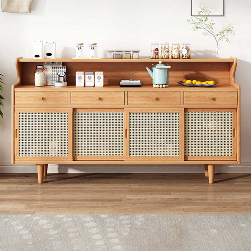 Modern Buffet Table Pine Sideboard Table with Doors for Dining Room