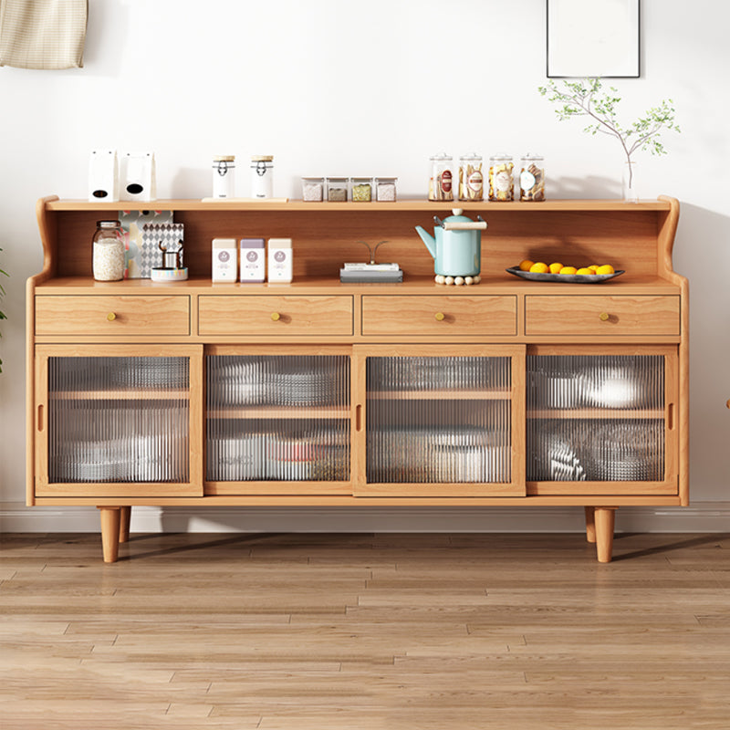 Modern Buffet Table Pine Sideboard Table with Doors for Dining Room