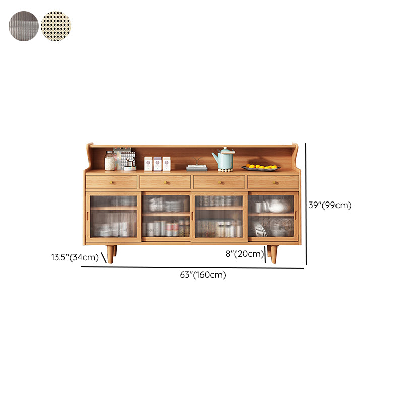 Modern Buffet Table Pine Sideboard Table with Doors for Dining Room