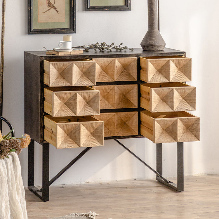 Contemporary Dining Server Pine Buffet Server with Drawers for Dining Room