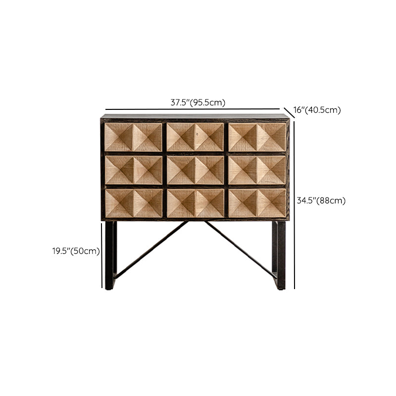 Contemporary Dining Server Pine Buffet Server with Drawers for Dining Room