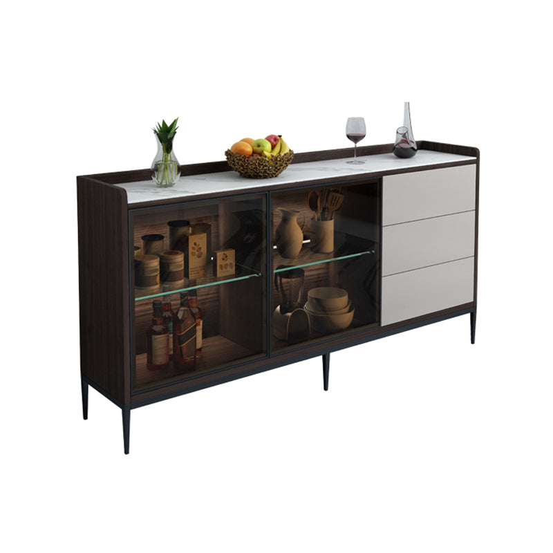 Contemporary Sideboard Stone Sideboard Cabinet with Lights for Kitchen