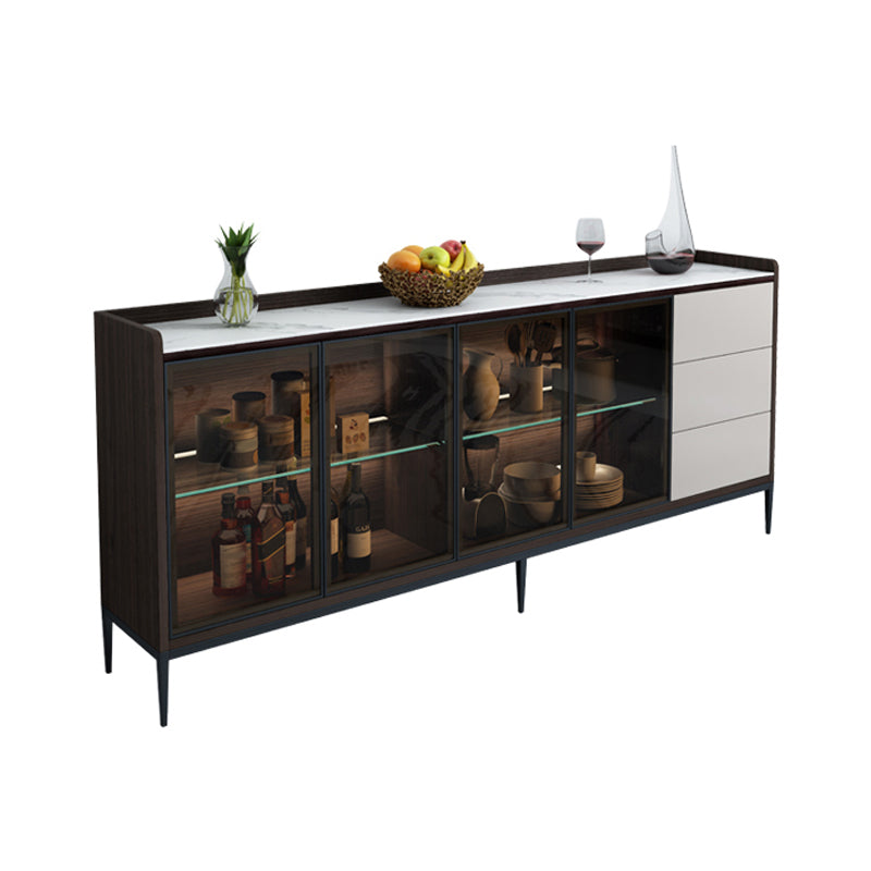 Contemporary Sideboard Stone Sideboard Cabinet with Lights for Kitchen