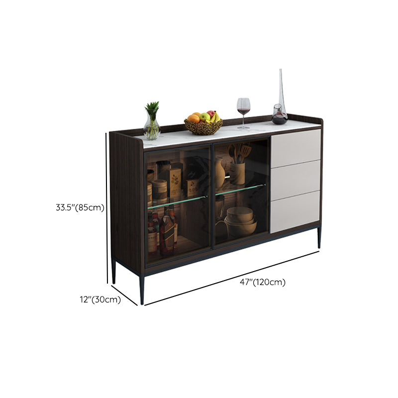 Contemporary Sideboard Stone Sideboard Cabinet with Lights for Kitchen