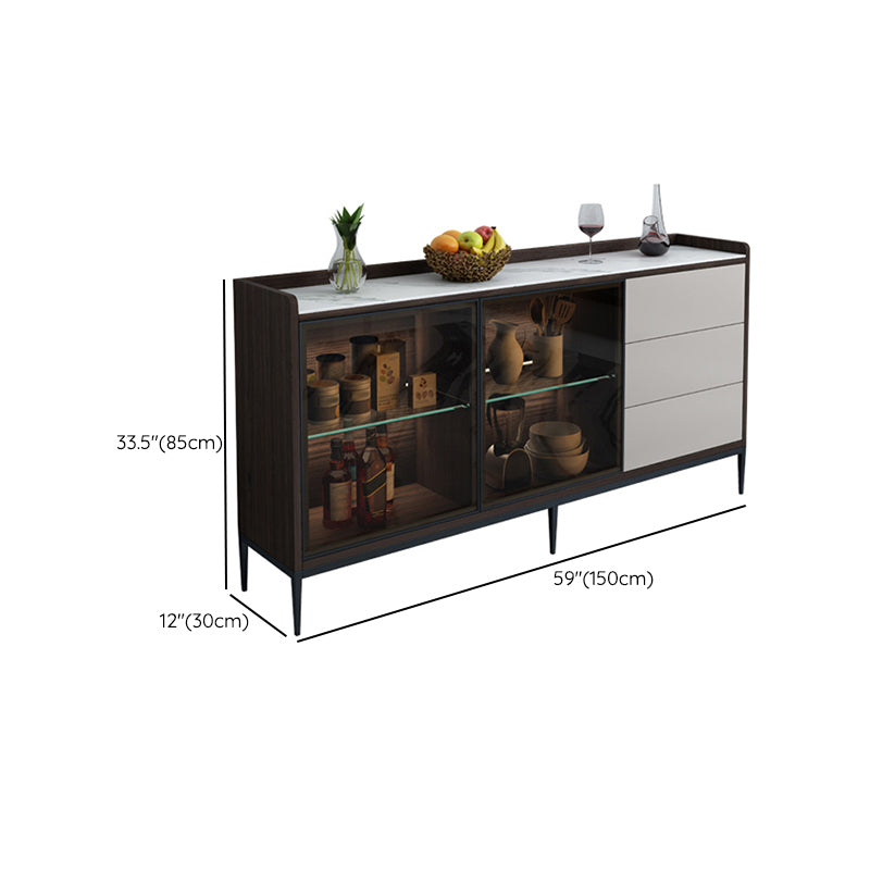 Contemporary Sideboard Stone Sideboard Cabinet with Lights for Kitchen