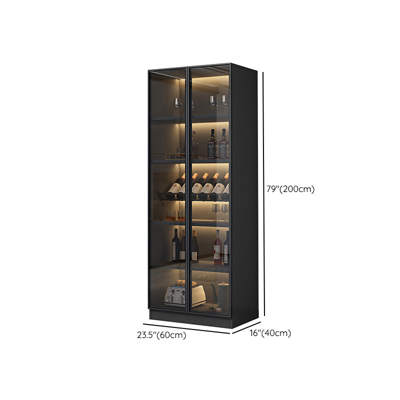 Black Floor Wine Rack Wooden Wine Bottle Rack for Living Room, without Lights