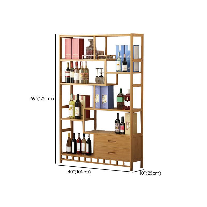 Floor Wine Rack Solid Wood Wine Bottle Rack with Shelves for Living Room