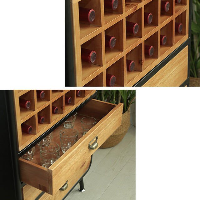 Floor Wine Rack Solid Wood Wine Bottle Rack with Wine Storage