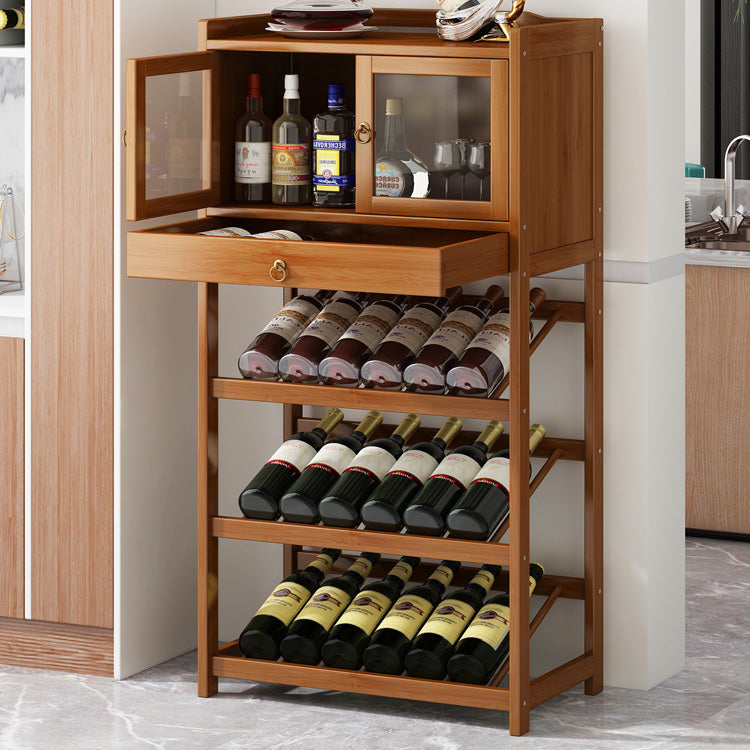 Modern Floor Wine Bottle Rack Wooden Brown Wine Bottle Rack for Home