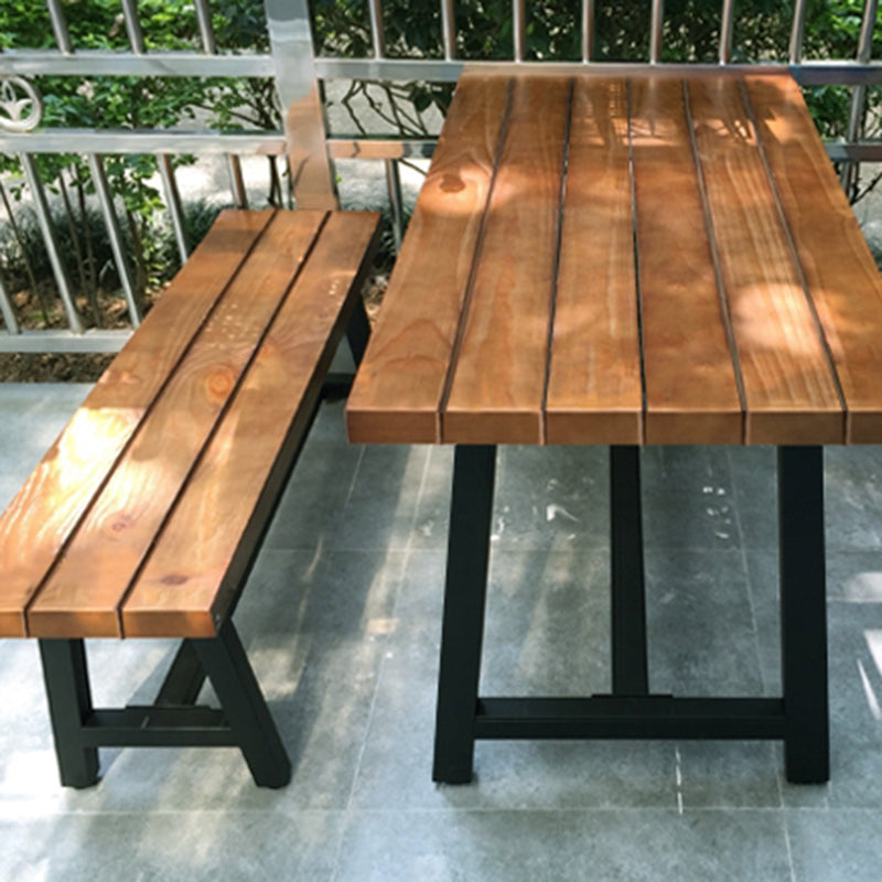 Rustic Style Picnic Table Set 1/3 Pcs Solid Wood Rectangular Picnic Table