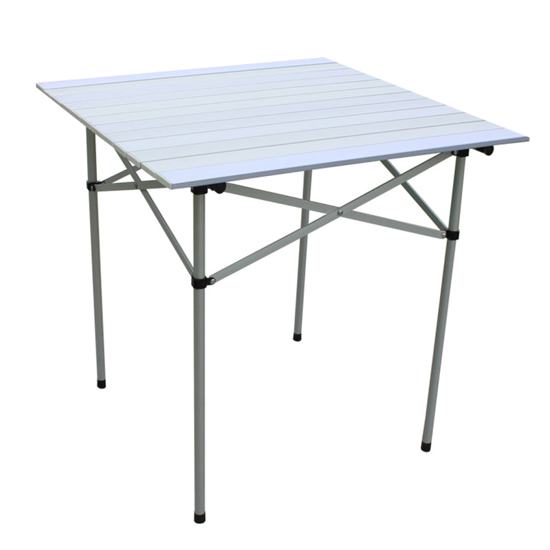 Contemporary Aluminum Frame Patio Table Square Silver Dining Table