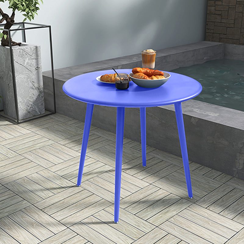 Modern Colorful Courtyard Table Circle Shape Iron Frame Outdoor Table