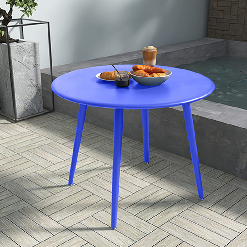 Modern Colorful Courtyard Table Circle Shape Iron Frame Outdoor Table