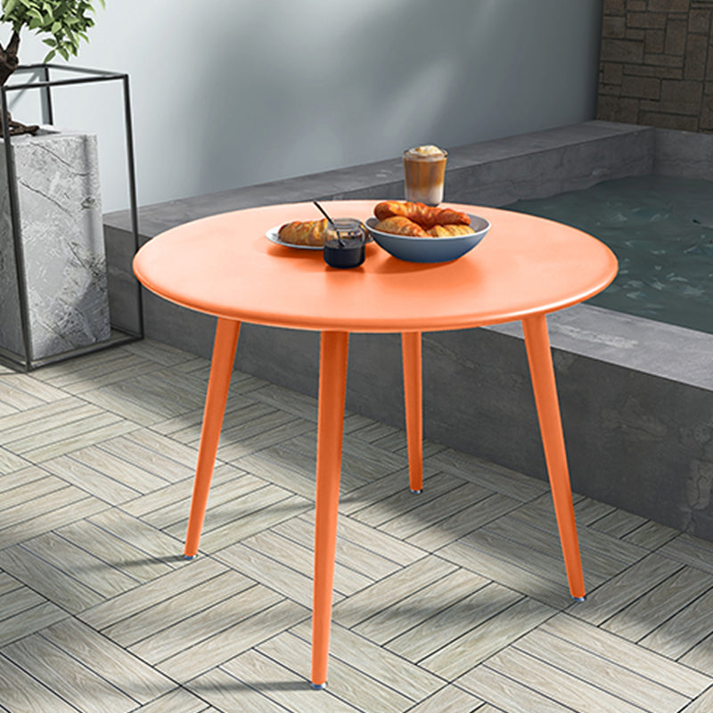 Modern Colorful Courtyard Table Circle Shape Iron Frame Outdoor Table