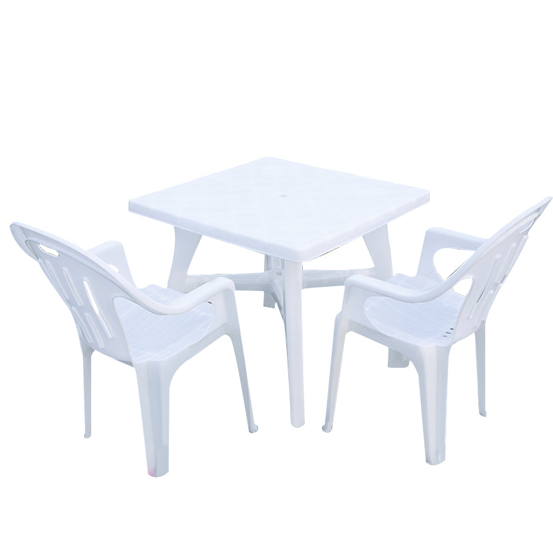 Contemporary Plastic Patio Table Outdoor Dining Table with Umbrella Hole