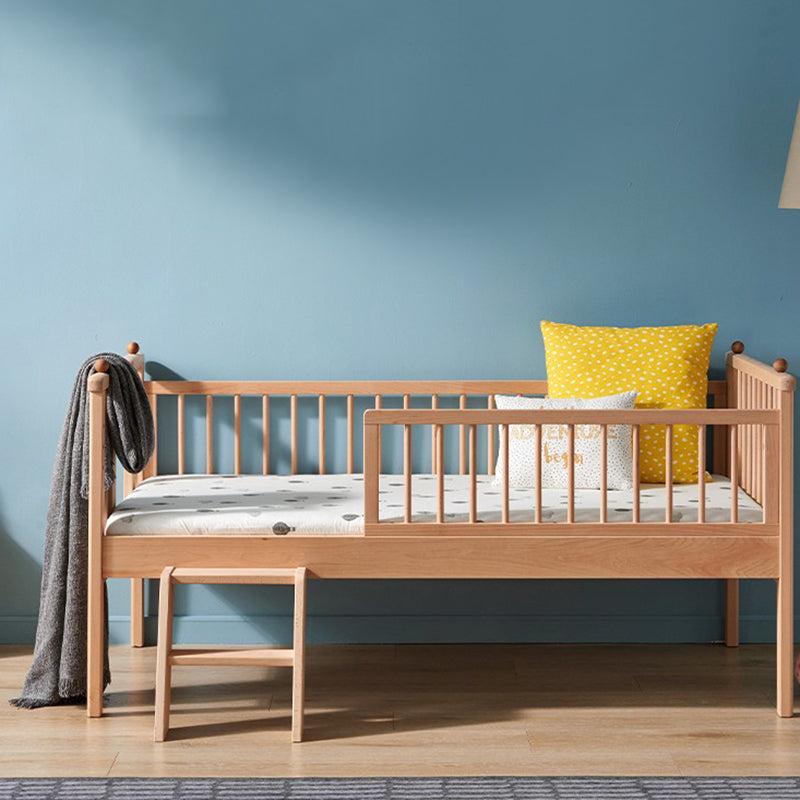 Traditional Wooden Baby Crib Solid Color Arched Crib with Guardrail
