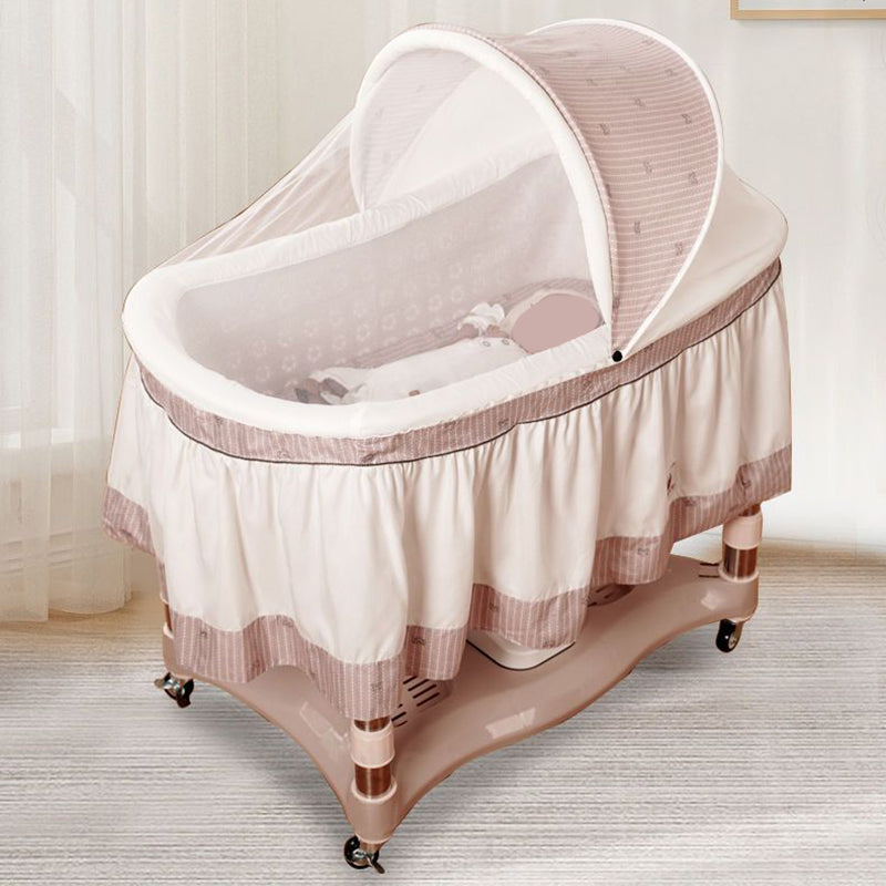 Contrast Color Contemporary Nursery Bed Plastic Baby Crib with Casters